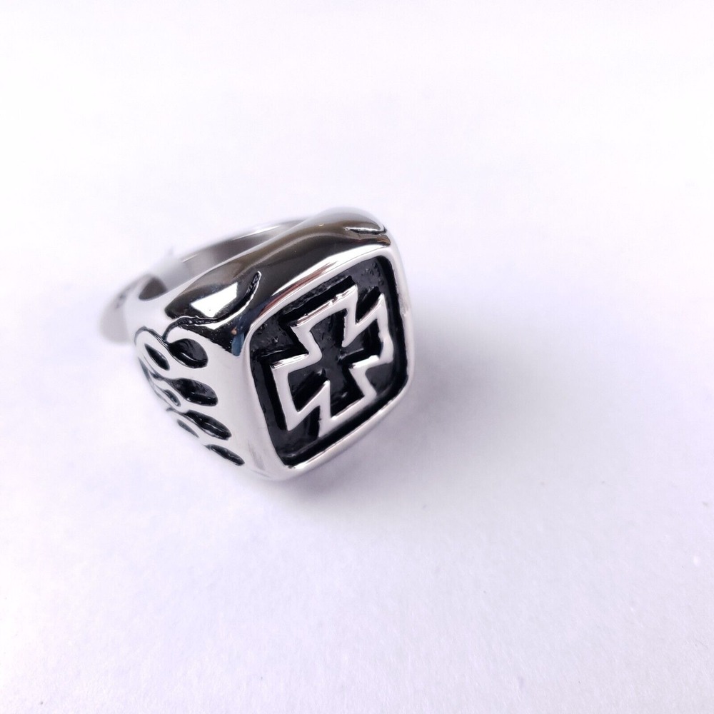 Mens Biker Ring Iron Cross 316 Stainless Steel Heavyweight Sz 11 Jewelry Rock